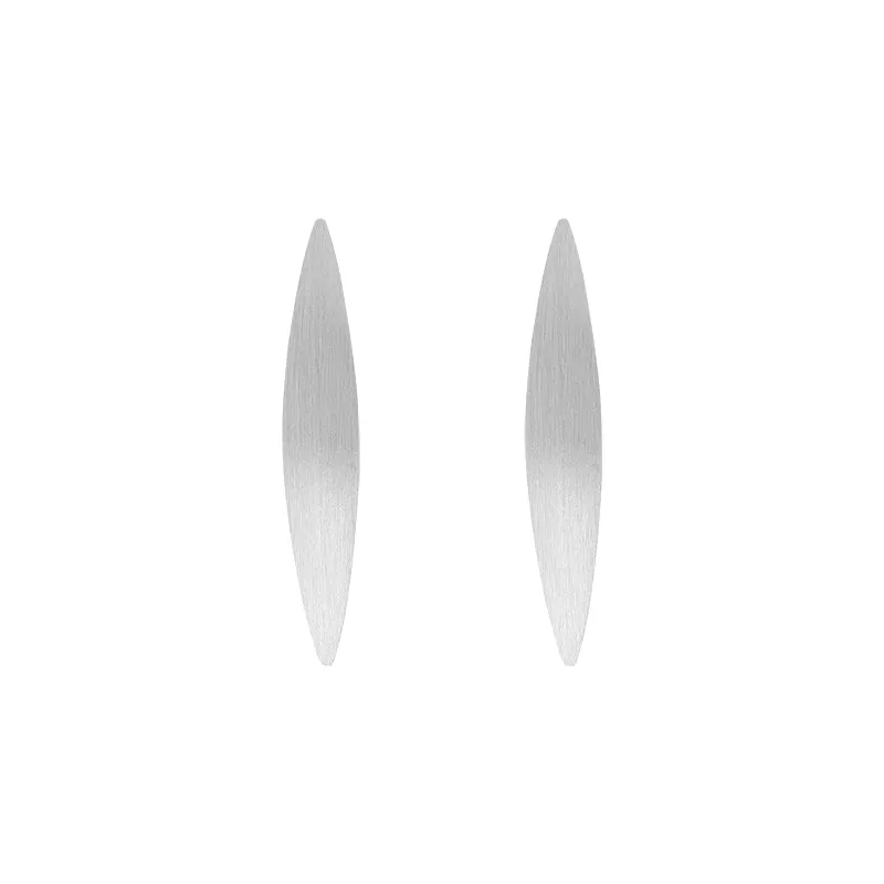 Sterling Silver Brushed Long Marquise Drop Earrings D