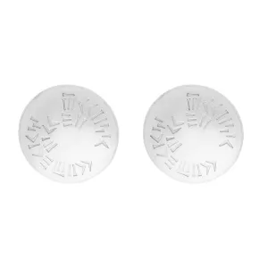 Sterling Silver Brushed Monika Round Engraved Stud Earrings D