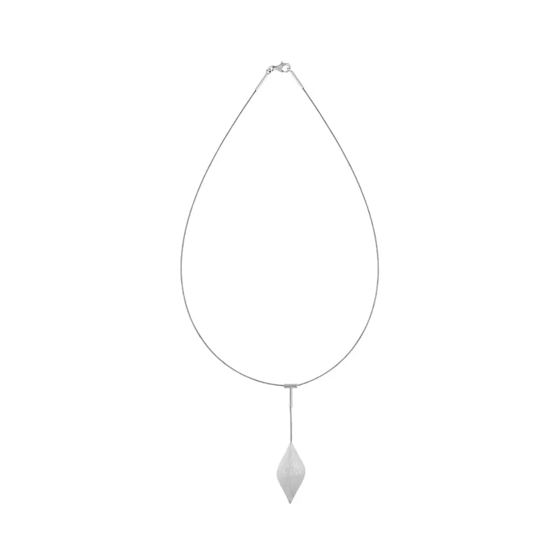 Sterling Silver Brushed Pointed Bulb Dropper Necklace D