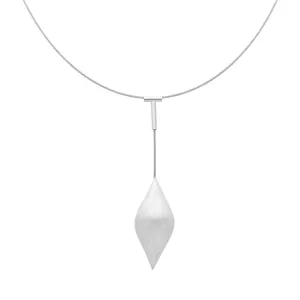 Sterling Silver Brushed Pointed Bulb Dropper Necklace D