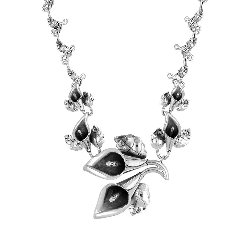 Sterling Silver Calla Lily Bouquet Necklace