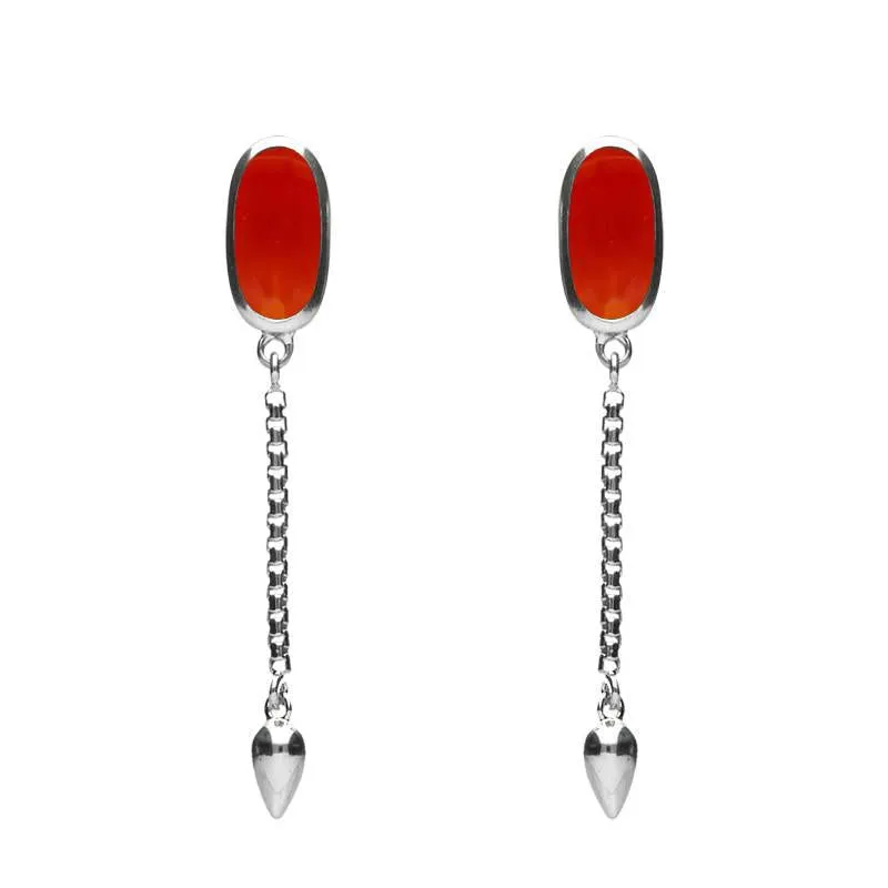 Sterling Silver Carnelian Lineaire Medium Drop Stud Earrings