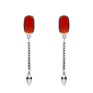Sterling Silver Carnelian Lineaire Medium Drop Stud Earrings