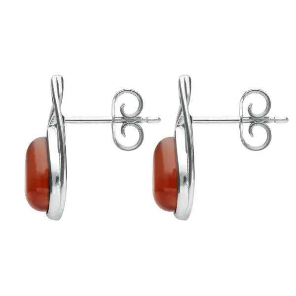 Sterling Silver Carnelian Pear Shaped Celtic Stud Earrings