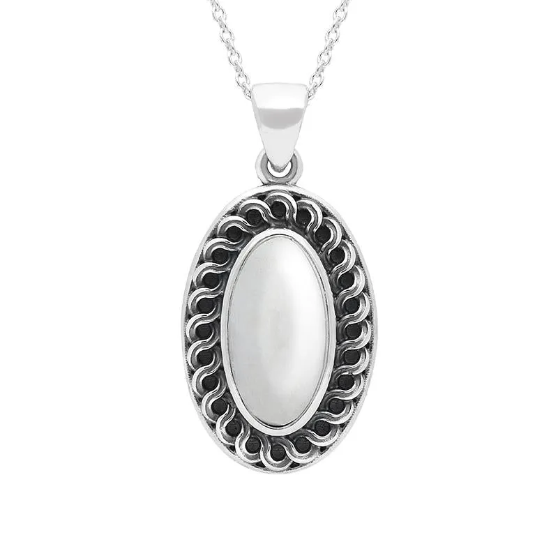 Sterling Silver Carrara Marble Crescent Small Necklace