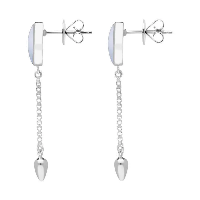 Sterling Silver Chalcedony Lineaire Medium Drop Stud Earrings