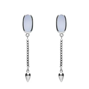 Sterling Silver Chalcedony Lineaire Medium Drop Stud Earrings