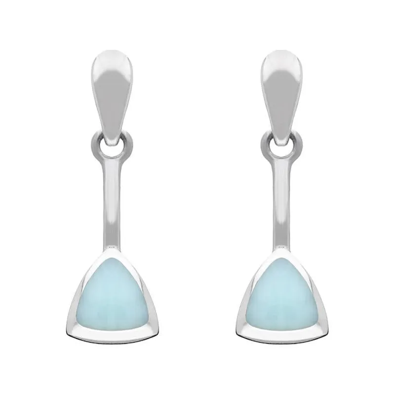 Sterling Silver Chrysoprase Curved Triangle Drop Earrings