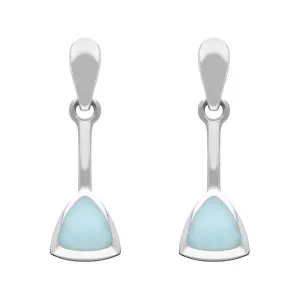 Sterling Silver Chrysoprase Curved Triangle Drop Earrings