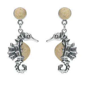 Sterling Silver Coquina Seahorse Drop Earrings