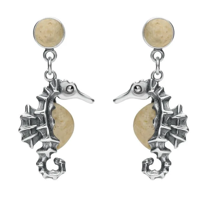 Sterling Silver Coquina Seahorse Drop Earrings