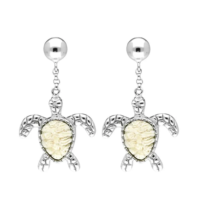 Sterling Silver Coquina Turtle Drop Earrings