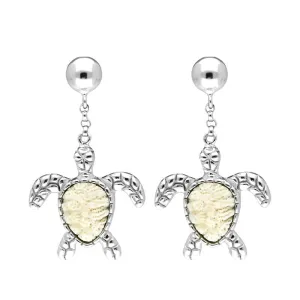 Sterling Silver Coquina Turtle Drop Earrings