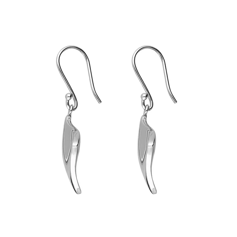 Sterling Silver Curved Square Drop Earrings