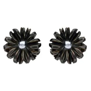 Sterling Silver Dark Mother of Pearl Tuberose 8mm Daisy Stud Earrings