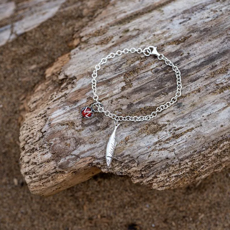 Sterling Silver Emma Stothard Silver Darling Amber Float Charm Bracelet