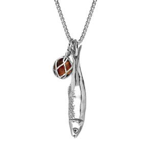 Sterling Silver Emma Stothard Silver Darling Amber Float Medium Charm Necklace