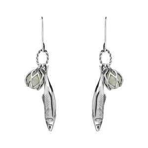 Sterling Silver Emma Stothard Silver Darling Green Quartz Float Charm Hook Earrings