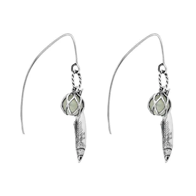 Sterling Silver Emma Stothard Silver Darling Green Quartz Float Charm Hook Earrings
