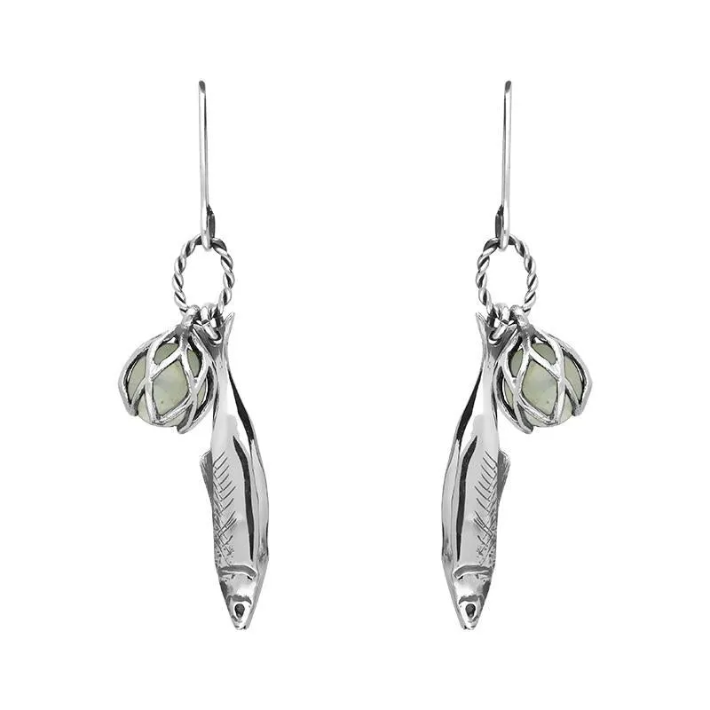 Sterling Silver Emma Stothard Silver Darling Green Quartz Float Charm Hook Earrings