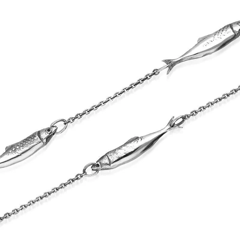 Sterling Silver Emma Stothard Silver Darling Seven Fish Chain Necklace