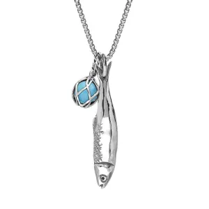 Sterling Silver Emma Stothard Silver Darling Turquoise Float Medium Charm Necklace