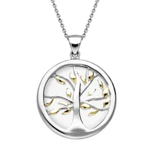 Sterling Silver Gold Plate Bauxite Medium Round Tree of Life Necklace