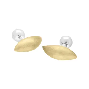 Sterling Silver Gold Plated Chunky Leaf Shape Cufflinks D