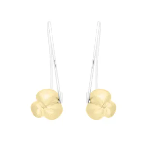 Sterling Silver Gold Plated Flower Pod Shape Earrings D