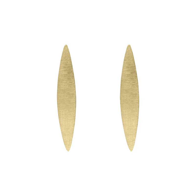 Sterling Silver Gold Plated Long Marquise Drop Earrings D