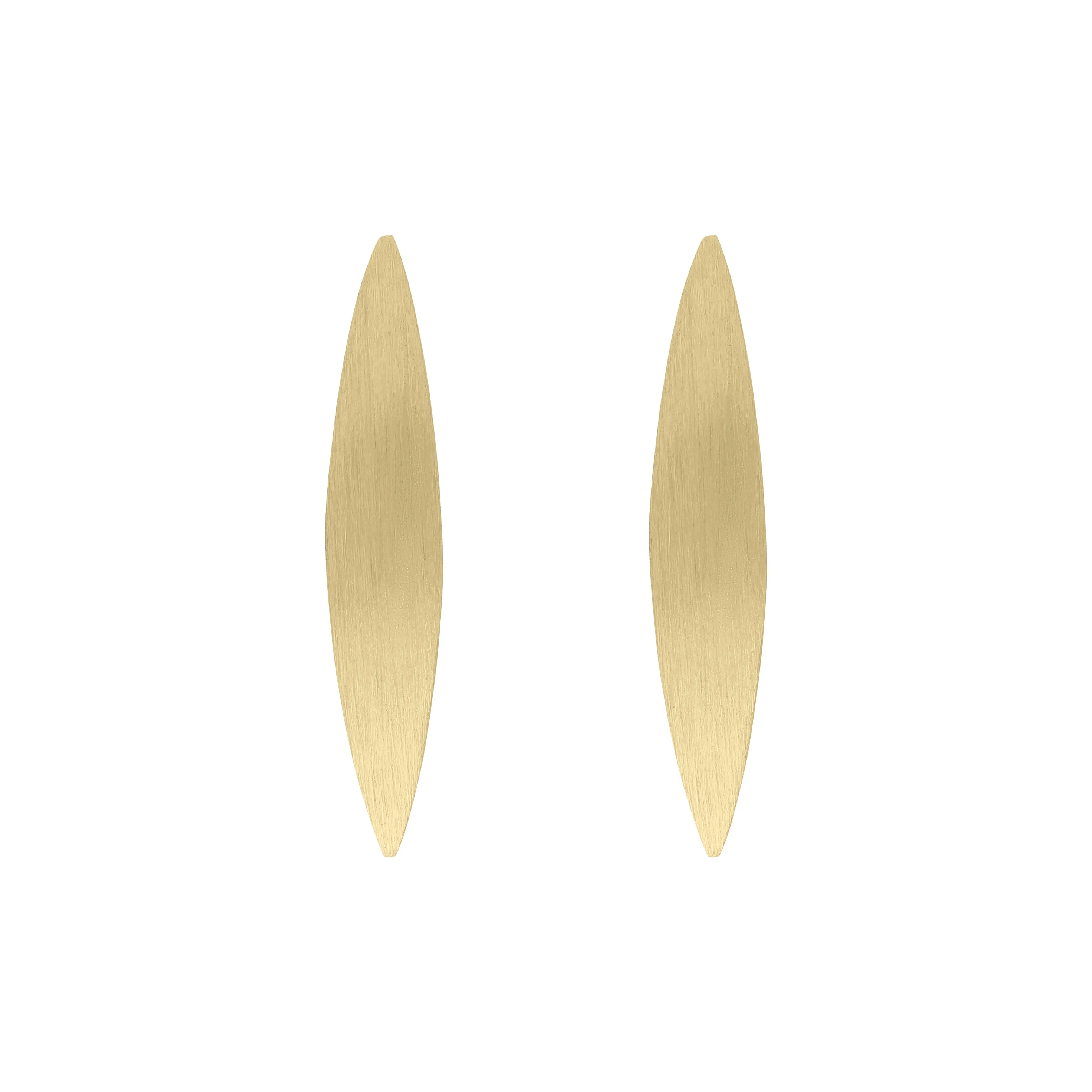 Sterling Silver Gold Plated Monika Long Marquise Stud Earrings D