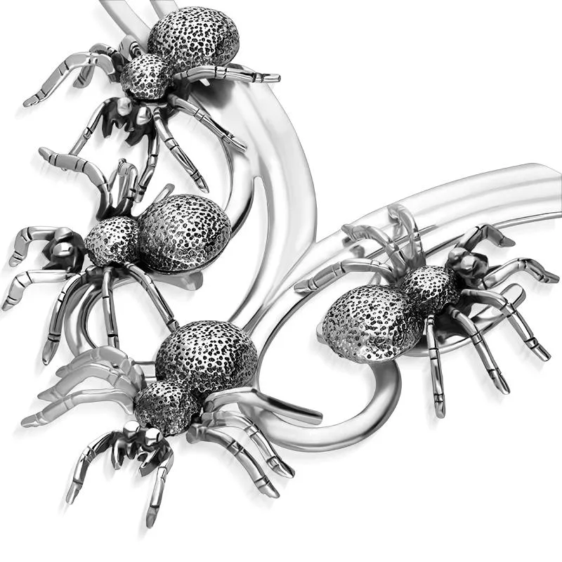 Sterling Silver Gothic Spider Collar Necklace