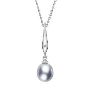 Sterling Silver Grey Freshwater Pearl Drop Necklace