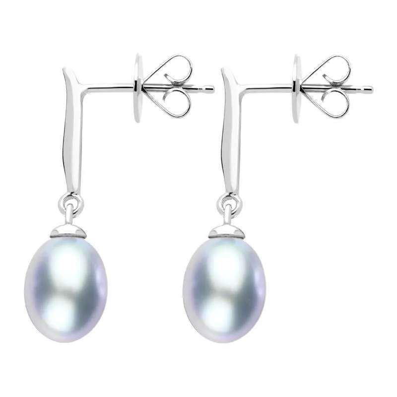 Sterling Silver Grey Pearl Drop Earrings