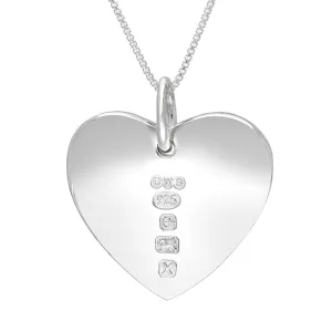 Sterling Silver Hallmark Polished Heart Large Pendant Necklace