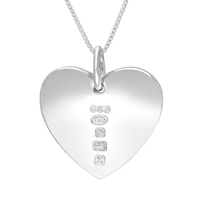 Sterling Silver Hallmark Polished Heart Large Pendant Necklace
