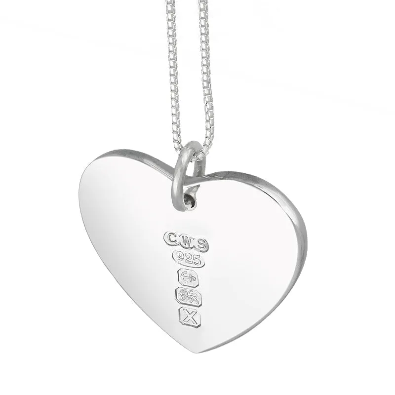 Sterling Silver Hallmark Polished Heart Large Pendant Necklace