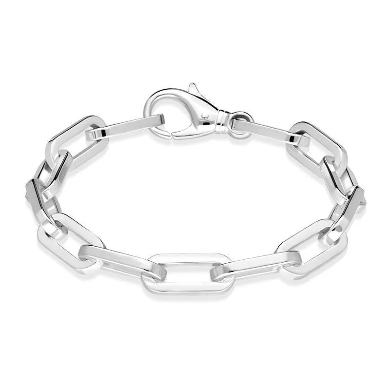 Sterling Silver Heavy Oval Link Bracelet D