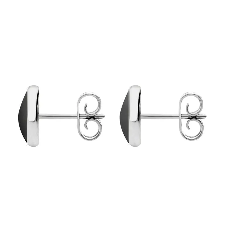 Sterling Silver Hematite 8mm Classic Large Round Stud Earrings