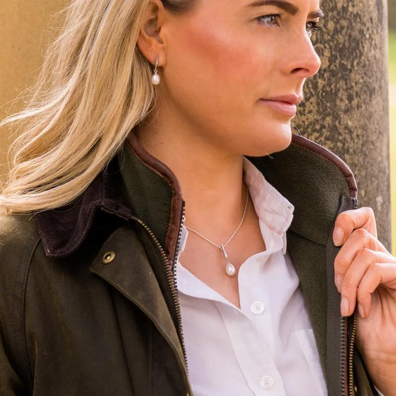 Sterling Silver Ivory Freshwater Pearl Drop Two Piece Set