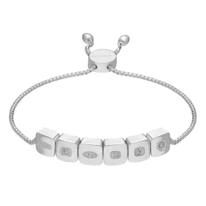 Sterling Silver King's Coronation Hallmark Cushion Disc Adjustable Bracelet D