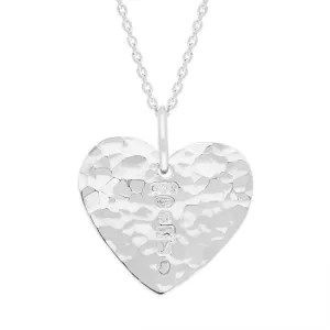 Sterling Silver King's Coronation Hallmark Hammered Heart Small Pendant D