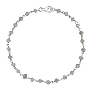 Sterling Silver Labradorite 4mm Bead Chain Link Bracelet