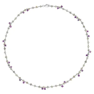 Sterling Silver Labradorite Amethyst 4mm Bead Chain Link Necklace