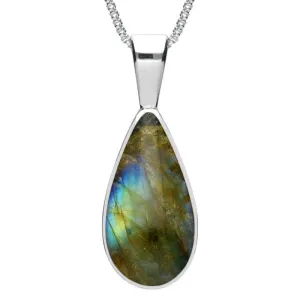 Sterling Silver Labradorite Classic Teardrop Necklace