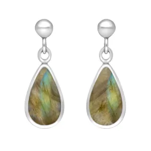 Sterling Silver Labradorite Drinky Tear Shaped Drop Earrings