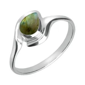 Sterling Silver Labradorite Offset Pear Ring
