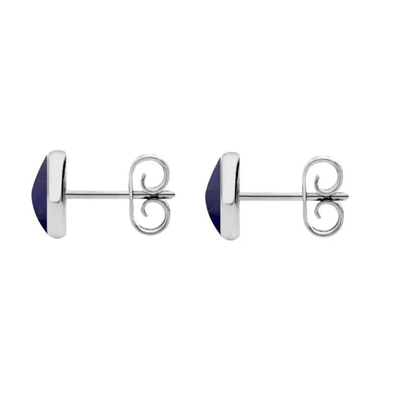 Sterling Silver Lapis Lazuli 6mm Classic Medium Round Stud Earrings