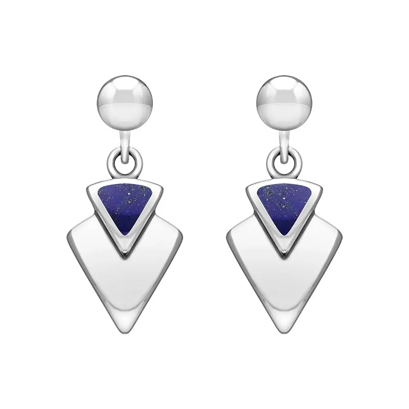 Sterling Silver Lapis Lazuli Arrowhead Drop Earrings
