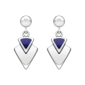 Sterling Silver Lapis Lazuli Arrowhead Drop Earrings